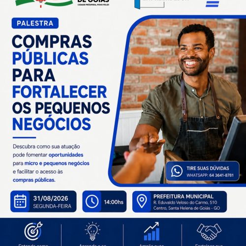 Santa Helena recebe palestra gratuita sobre compras públicas e oportunidades para pequenos negócios